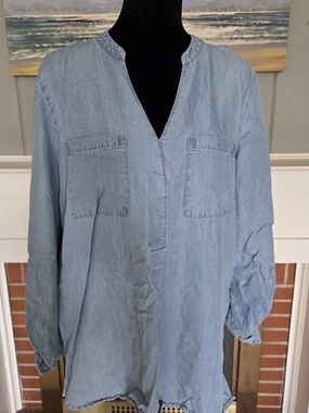 Marc New York Light Blue Denim Tunic Top